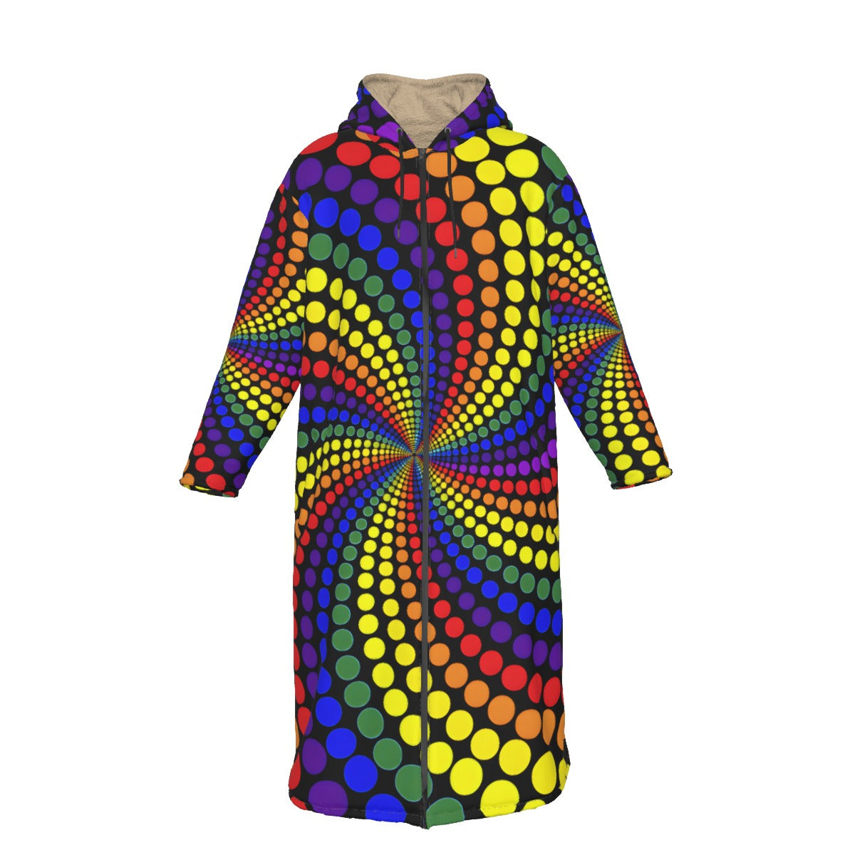 The Spectral Vortex Cloak by The Mothership Landing: rainbow op art dot spiral