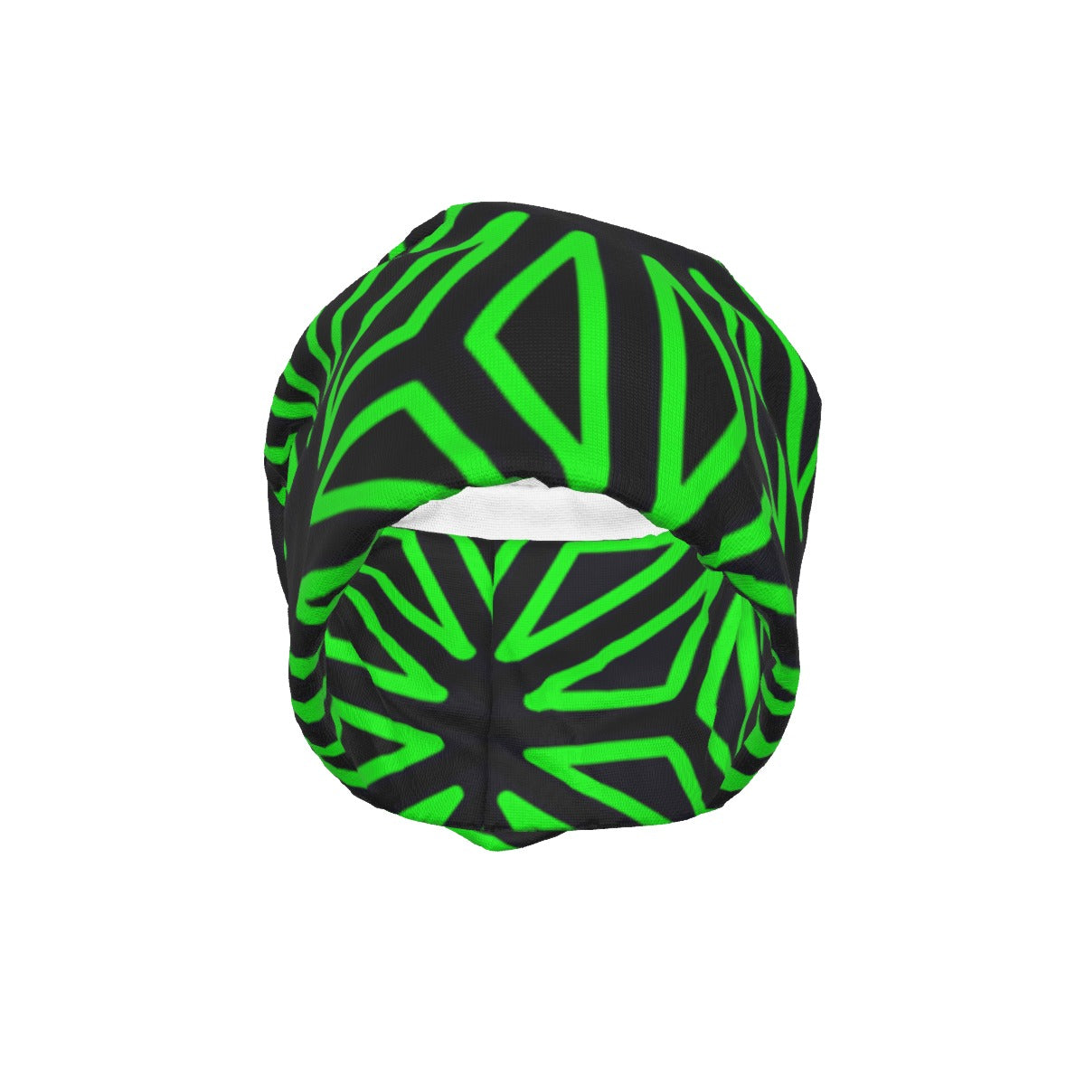 The Samurai Star Beanie by The Mothership Landing: neon green asanoha hemp star pattern on black