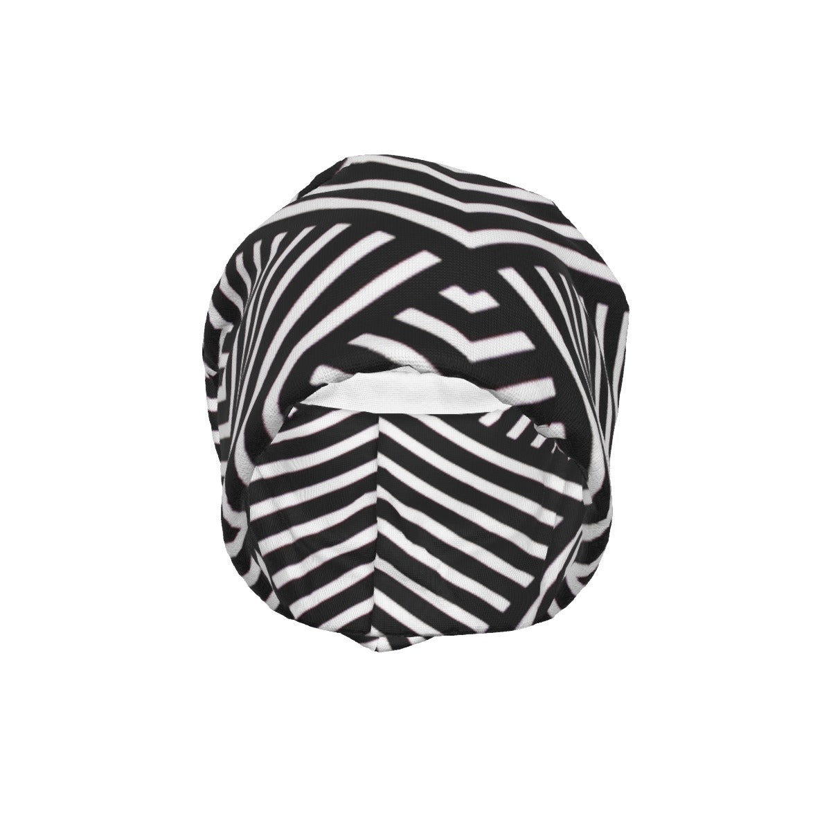 The Warp Drive Beanie by The Mothership Landing: black and white zigzag op art fold