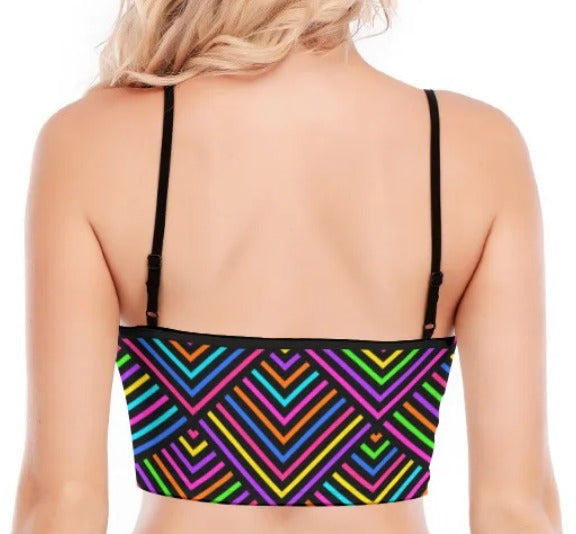 Axis Mundi cami tube top back view on model, cropped to product