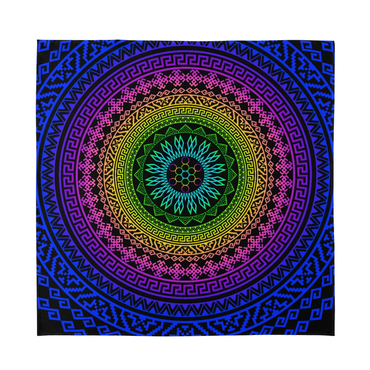Fruit of Life silk bandana, dark cutout