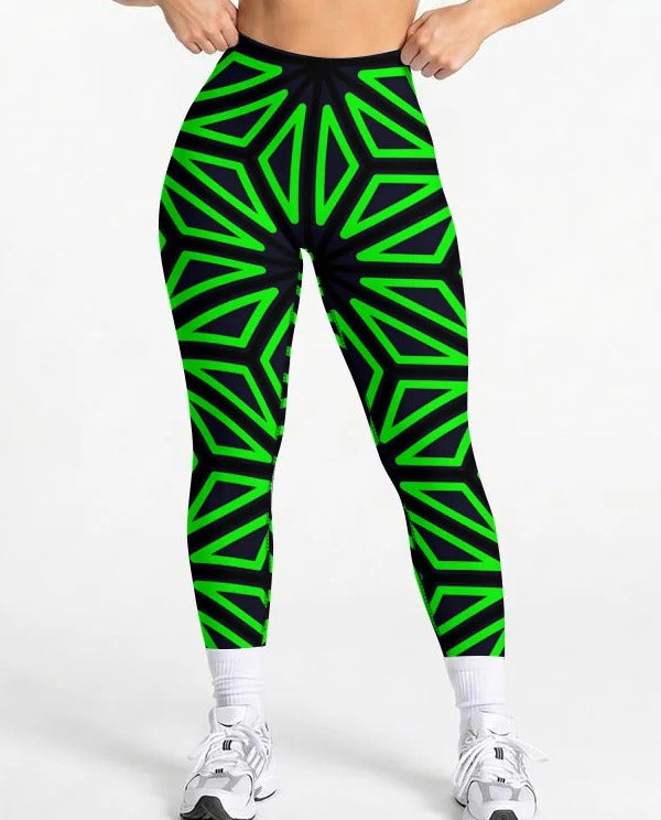 Samurai Star high-waist leggings full-length fit on model