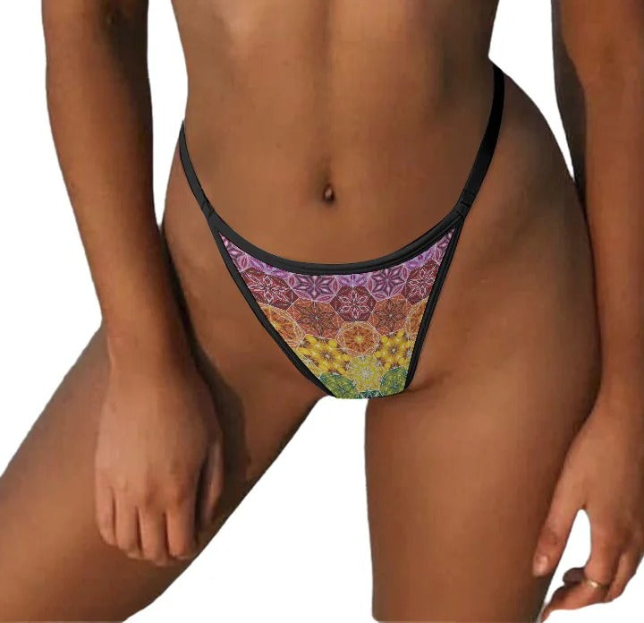 Mothership Earth thong on model, cropped to product