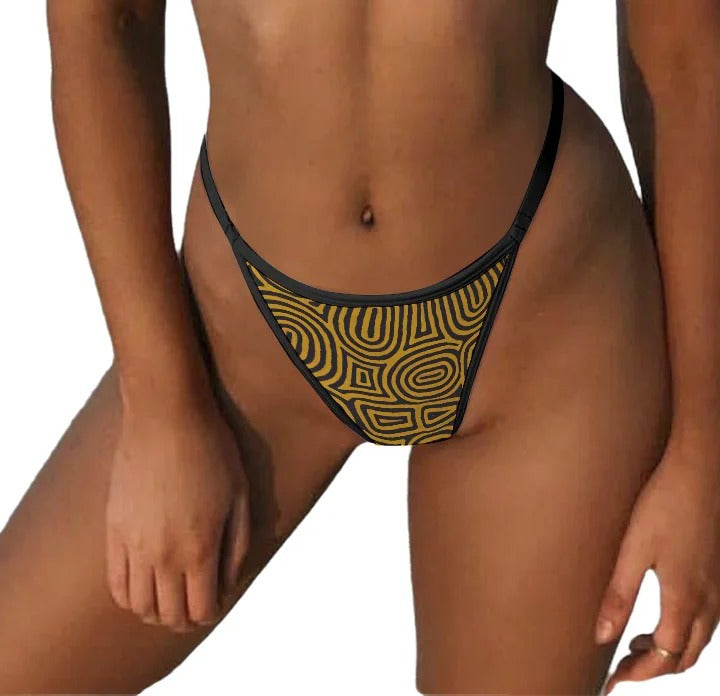 Painted Pathway thong on model, cropped to product